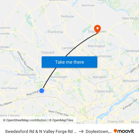 Swedesford Rd & N Valley Forge Rd - Mbfs to Doylestown, PA map