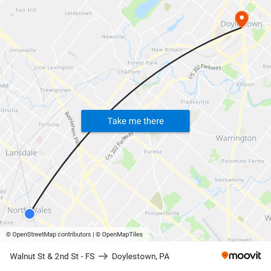 Walnut St & 2nd St - FS to Doylestown, PA map