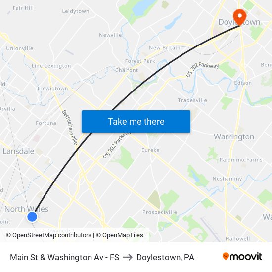 Main St & Washington Av - FS to Doylestown, PA map