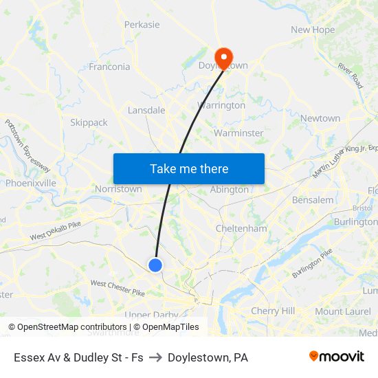 Essex Av & Dudley St - Fs to Doylestown, PA map