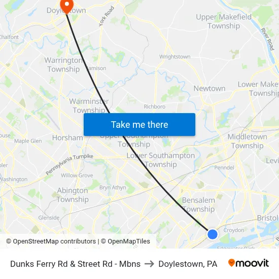 Dunks Ferry Rd & Street Rd - Mbns to Doylestown, PA map