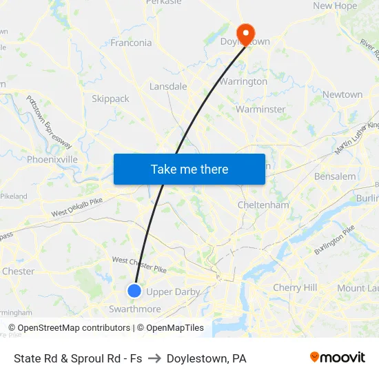 State Rd & Sproul Rd - Fs to Doylestown, PA map