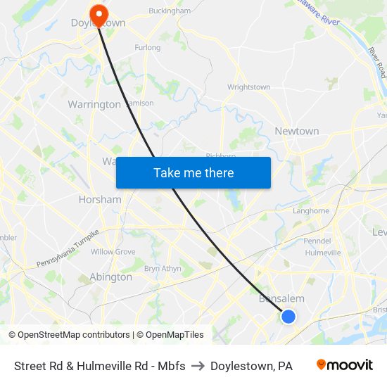 Street Rd & Hulmeville Rd - Mbfs to Doylestown, PA map