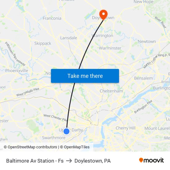 Baltimore Av Station - Fs to Doylestown, PA map