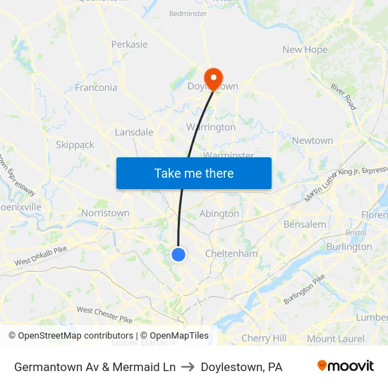 Germantown Av & Mermaid Ln to Doylestown, PA map