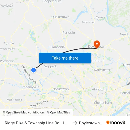 Ridge Pike & Township Line Rd - 1 Mbns to Doylestown, PA map