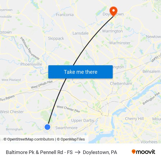 Baltimore Pk & Pennell Rd - FS to Doylestown, PA map