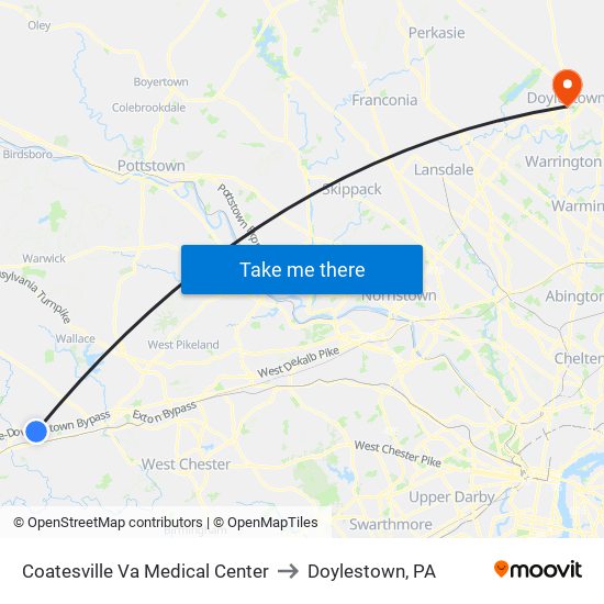 Coatesville Va Medical Center to Doylestown, PA map