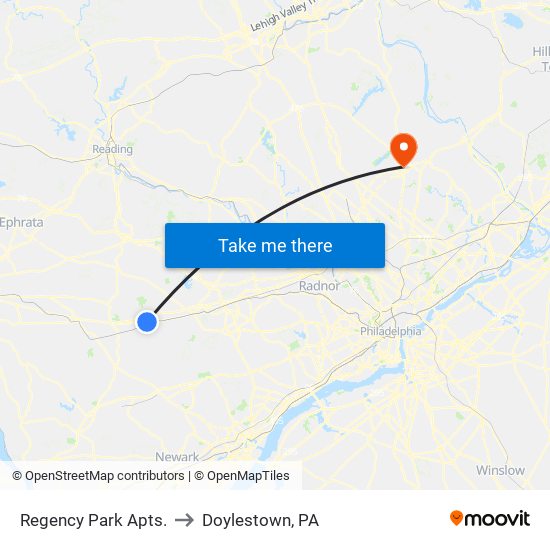 Regency Park Apts. to Doylestown, PA map