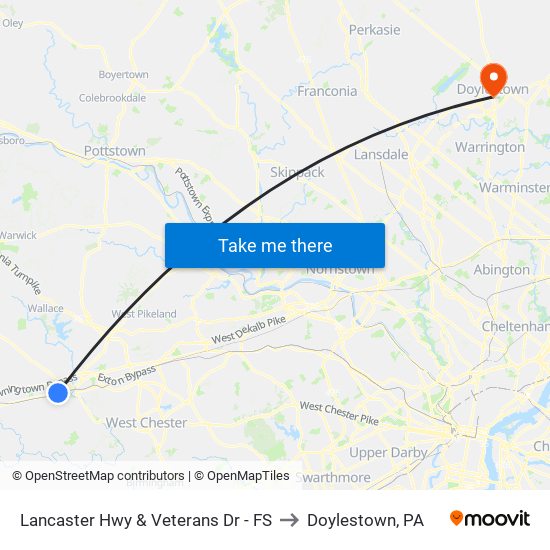 Lancaster Hwy & Veterans Dr - FS to Doylestown, PA map