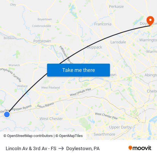 Lincoln Av & 3rd Av - FS to Doylestown, PA map