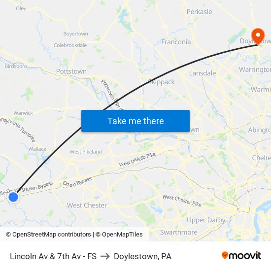 Lincoln Av & 7th Av - FS to Doylestown, PA map