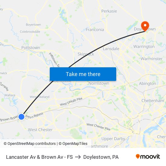Lancaster Av & Brown Av - FS to Doylestown, PA map
