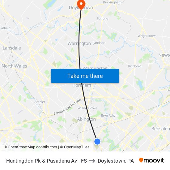 Huntingdon Pk & Pasadena Av - FS to Doylestown, PA map