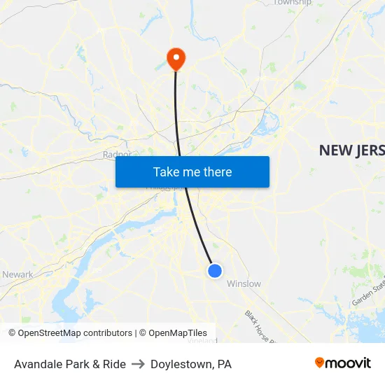 Avandale Park & Ride to Doylestown, PA map
