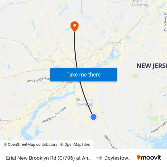 Erial New Brooklyn Rd (Cr706) at Andrews Rd to Doylestown, PA map