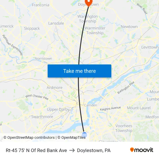 Rt-45 75' N Of Red Bank Ave to Doylestown, PA map