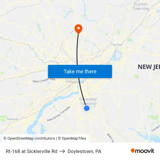 Rt-168 at Sicklerville Rd to Doylestown, PA map