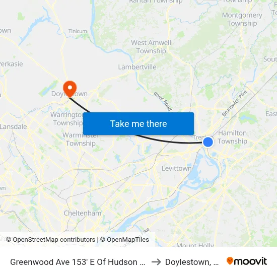 Greenwood Ave 153' E Of Hudson St. to Doylestown, PA map