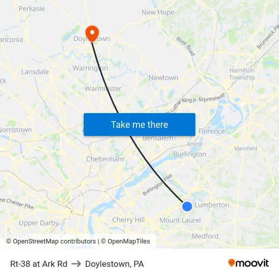 Rt-38 at Ark Rd to Doylestown, PA map