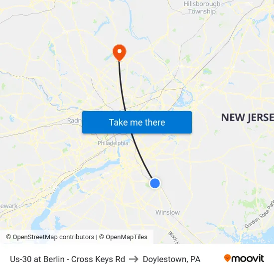 Us-30 at Berlin - Cross Keys Rd to Doylestown, PA map