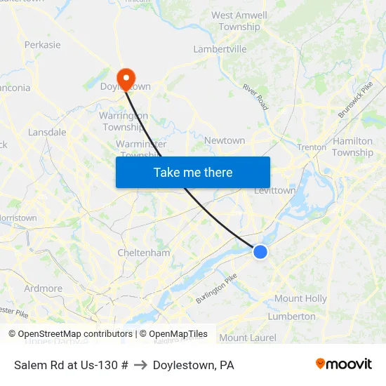 Salem Rd at Us-130 # to Doylestown, PA map