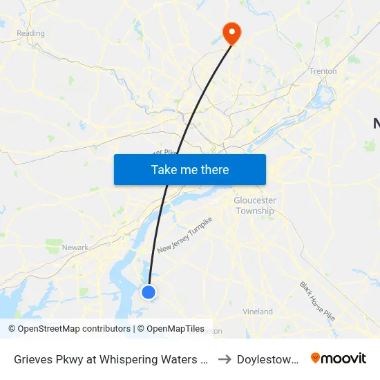 Grieves Pkwy at Whispering Waters Entrance to Doylestown, PA map