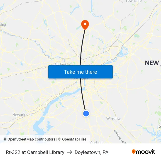 Rt-322 at Campbell Library to Doylestown, PA map