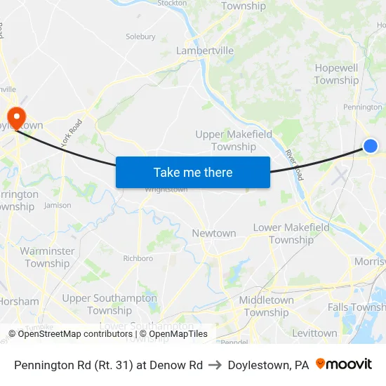 Pennington Rd (Rt. 31)  at Denow Rd to Doylestown, PA map