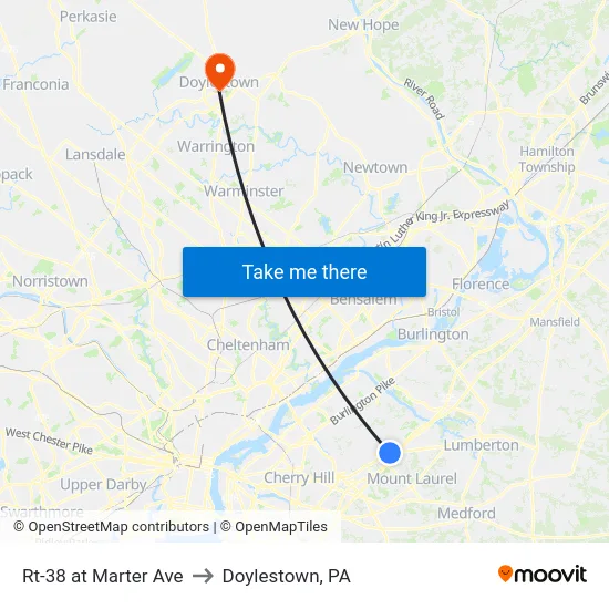 Rt-38 at Marter Ave to Doylestown, PA map