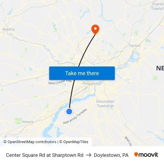 Center Square Rd at Sharptown Rd to Doylestown, PA map