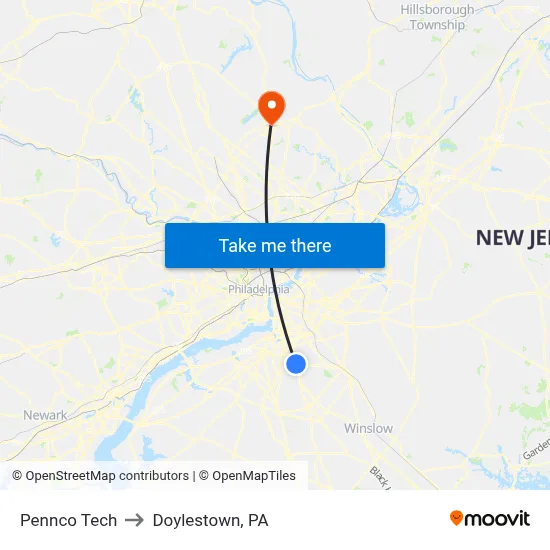 Pennco Tech to Doylestown, PA map