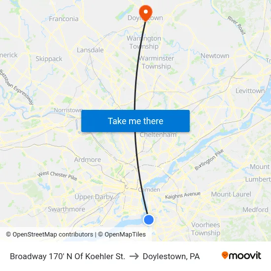 Broadway 170' N Of Koehler St. to Doylestown, PA map