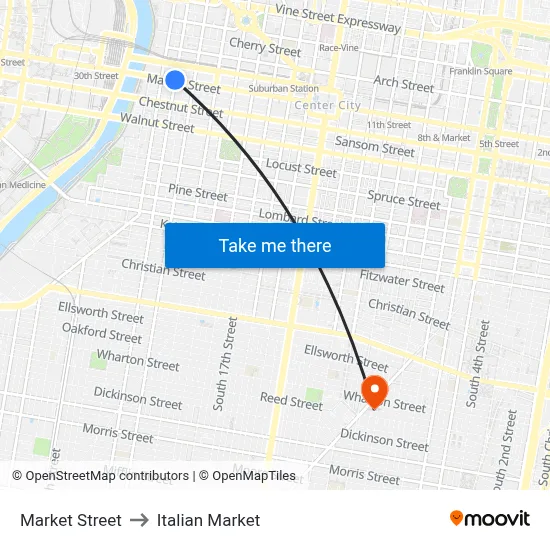 Market Street to Italian Market map