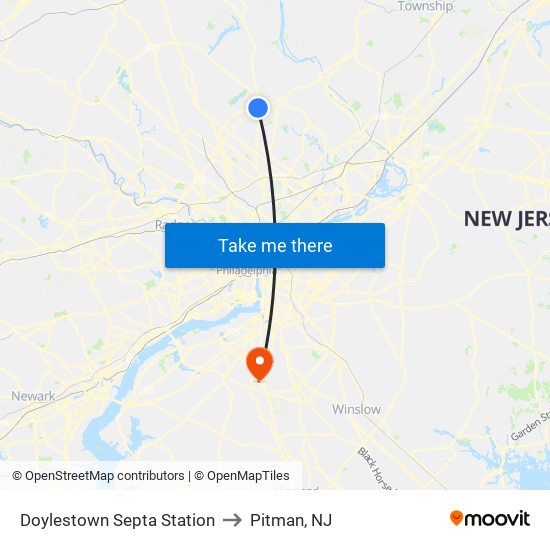 Us to Pitman, NJ map