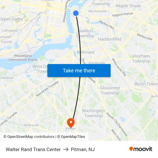 Walter Rand Trans Center to Pitman, NJ map