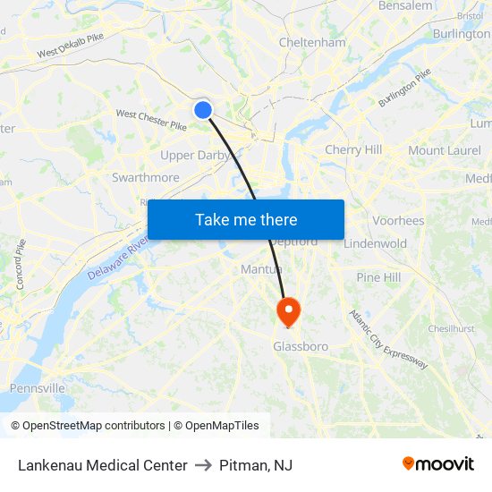 Lankenau Medical Center to Pitman, NJ map