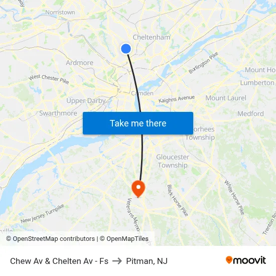 Chew Av & Chelten Av - Fs to Pitman, NJ map