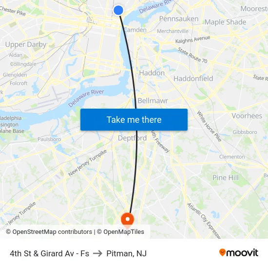 4th St & Girard Av  - Fs to Pitman, NJ map