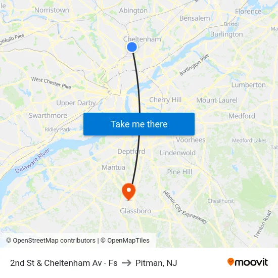 2nd St & Cheltenham Av - Fs to Pitman, NJ map