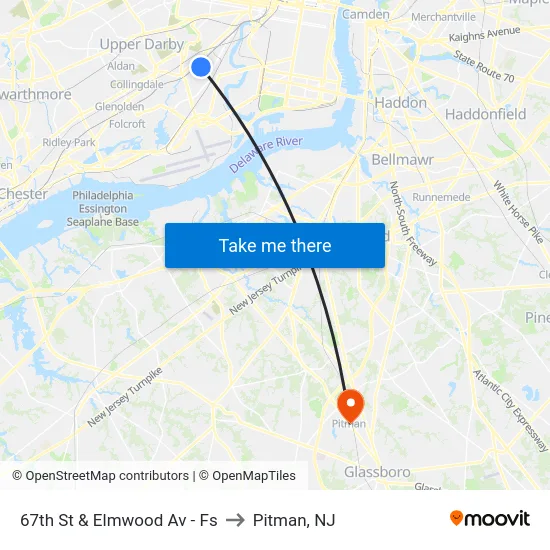 67th St & Elmwood Av - Fs to Pitman, NJ map