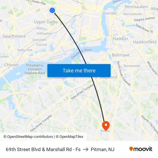 69th Street Blvd & Marshall Rd - Fs to Pitman, NJ map