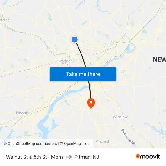Walnut St & 5th St - Mbns to Pitman, NJ map