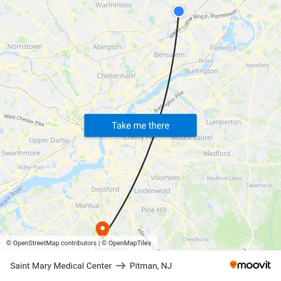 Saint Mary Medical Center to Pitman, NJ map