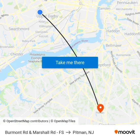 Burmont Rd & Marshall Rd - FS to Pitman, NJ map