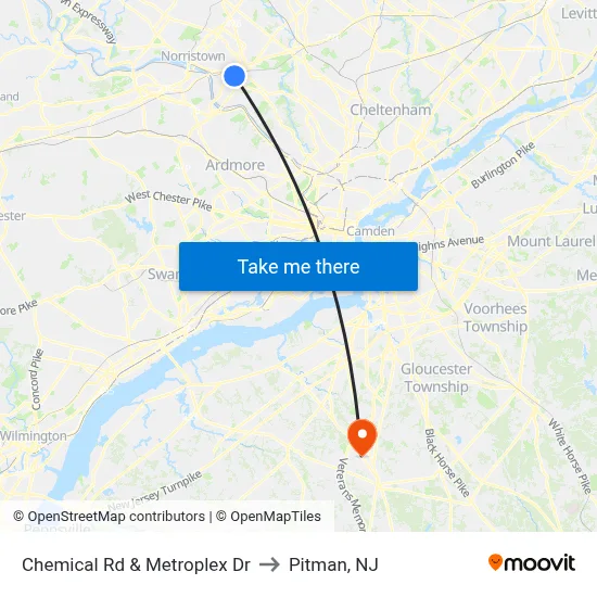 Chemical Rd & Metroplex Dr to Pitman, NJ map