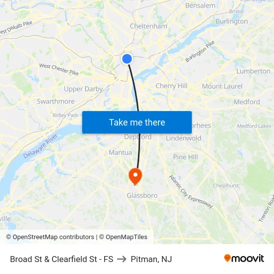 Broad St & Clearfield St - FS to Pitman, NJ map