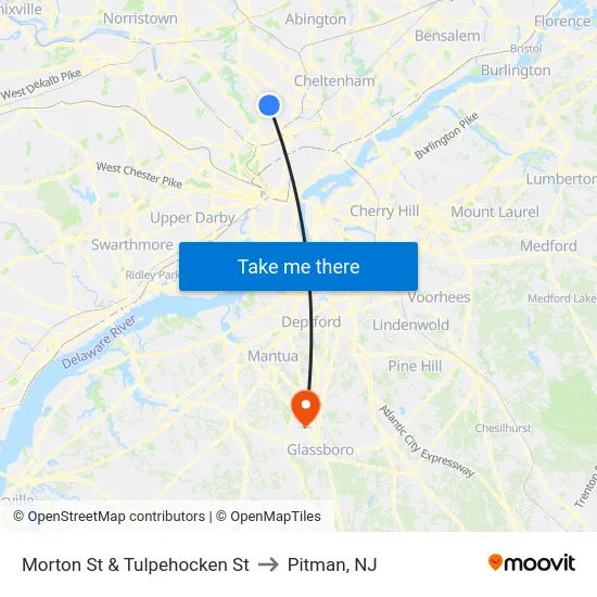 Morton St & Tulpehocken St to Pitman, NJ map