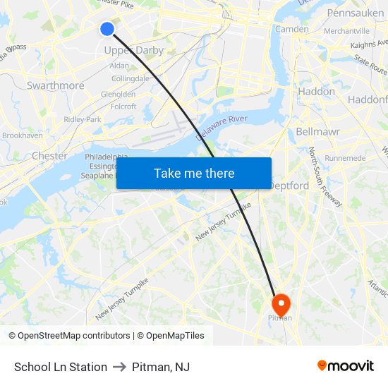School Ln Station to Pitman, NJ map