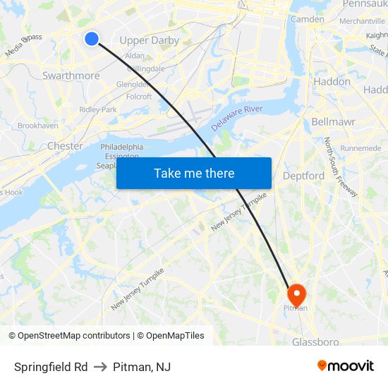 Springfield Rd to Pitman, NJ map